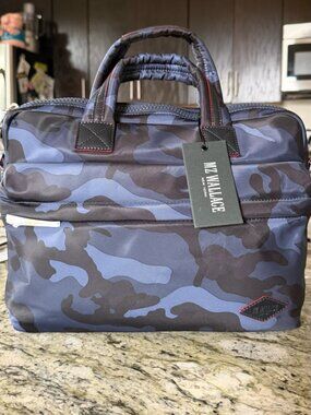 MZ Wallace MZW Blue Camo Bleecker Slim Brief XS